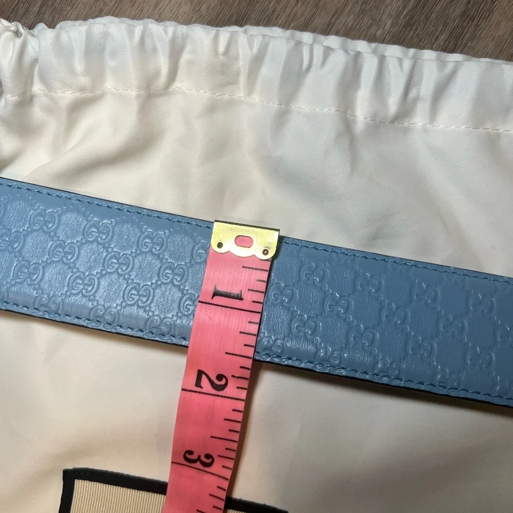 NWOT Gucci Sky Blue Embossed Belt - Picture 10 of 10